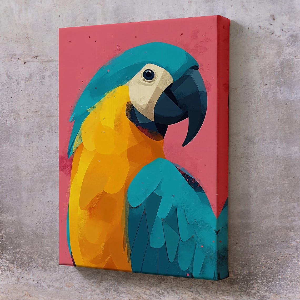 Colorful Macaw Parrot Bold Abstract Painting Animal Wall Art