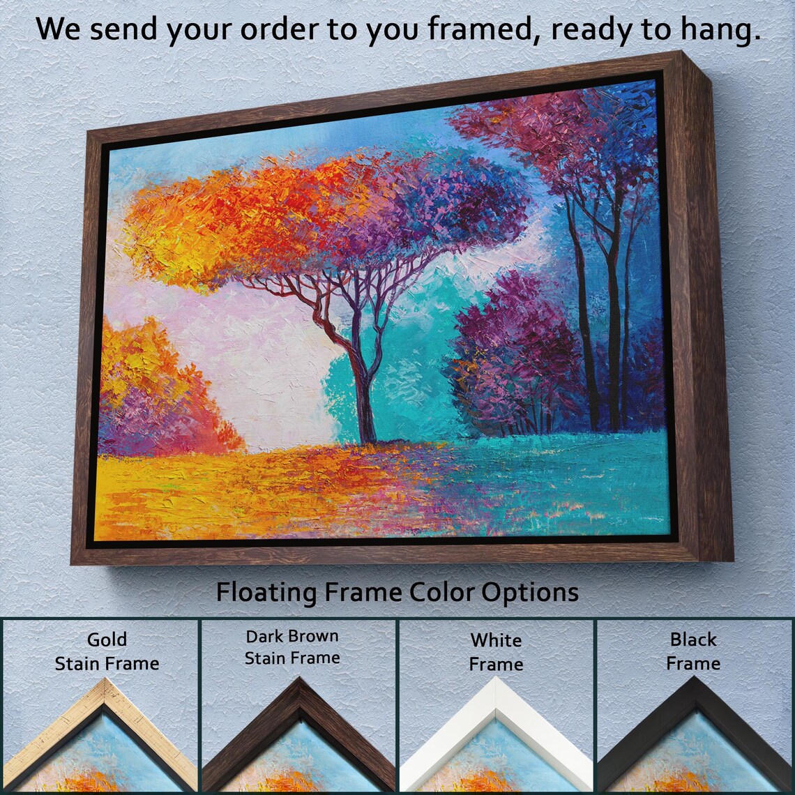 Colorful Trees Impressionist Oil Painting Vibrant Forest Poster - Image 3