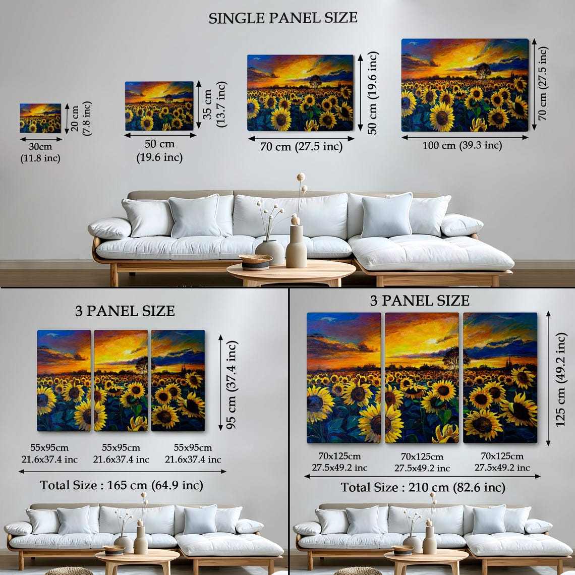 Sunflower Field Glowing Sunset Sky Vibrant Orange Impressionist Print - Image 4