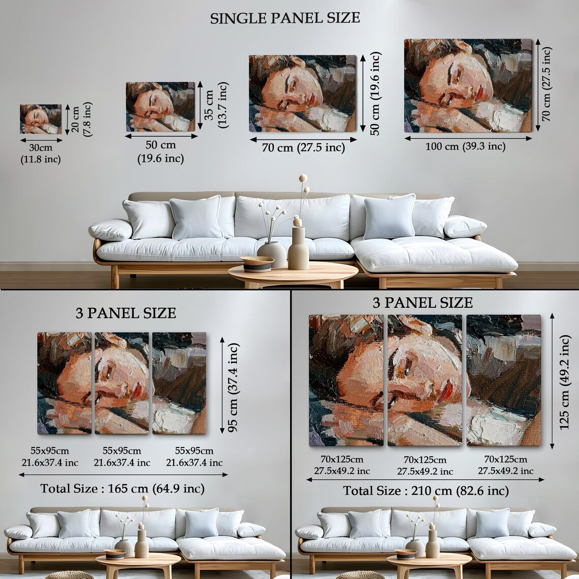 Sleeping Woman Portrait Impasto Oil Painting Warm Brushstroke Print Poster - Image 4