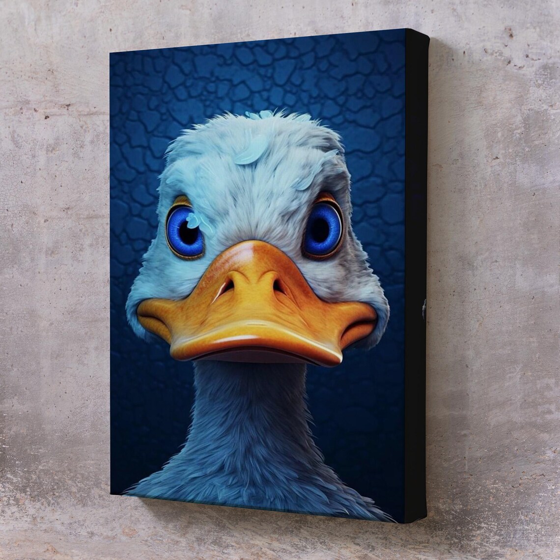 Cute Duck Close-Up Blue Eyes Funny Whimsical Animal Art Poster