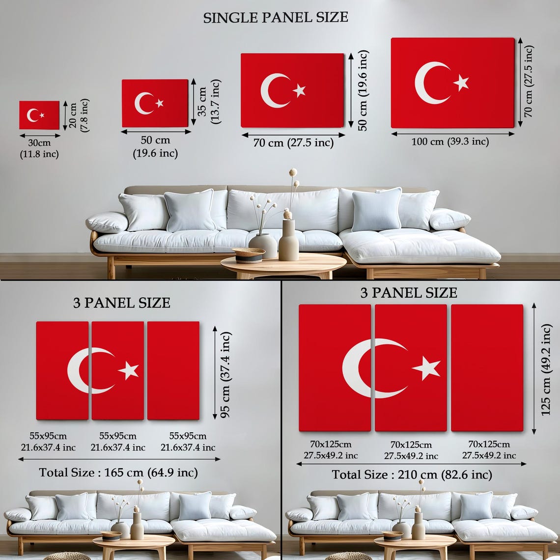 Turkish Flag Red Crescent Star Bold National Symbol Pride Wall Art - Image 4