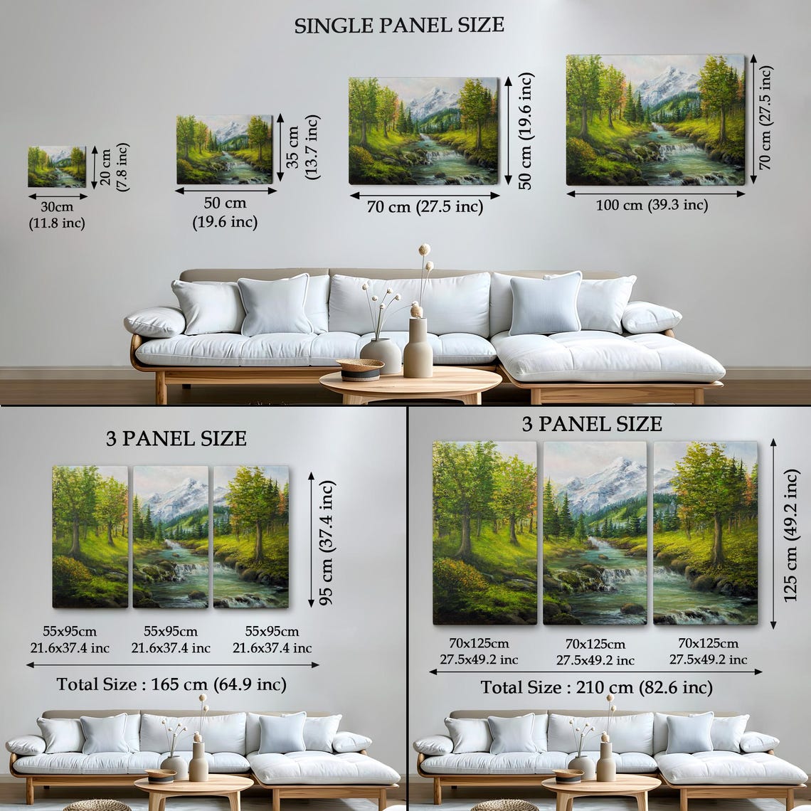 Snowy Mountain Peak Alpine Stream Waterfalls Evergreen Forest Poster - Image 4
