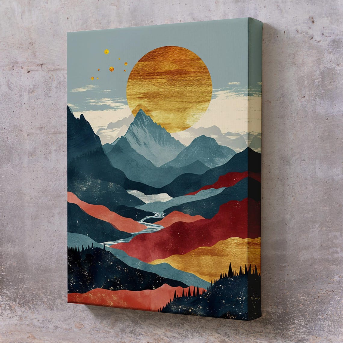 Sunset Above The Mountains Painting Nature Wall Decor Nature Art Nature Wall Decor Nature Print