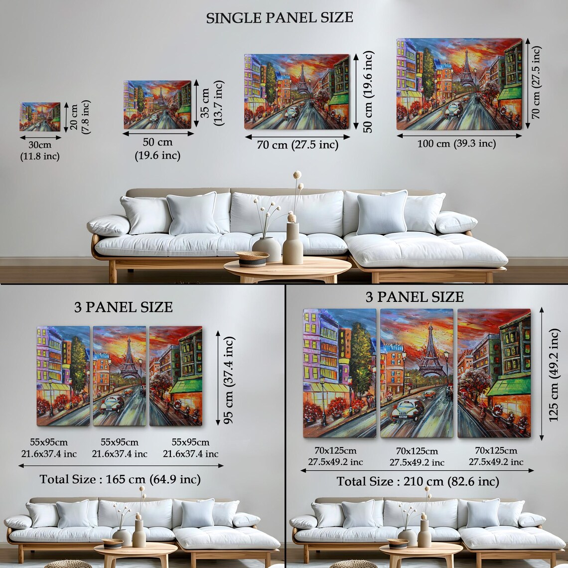Paris France Eiffel Tower Rainy Street Colorful Night Oil Poster - Image 4