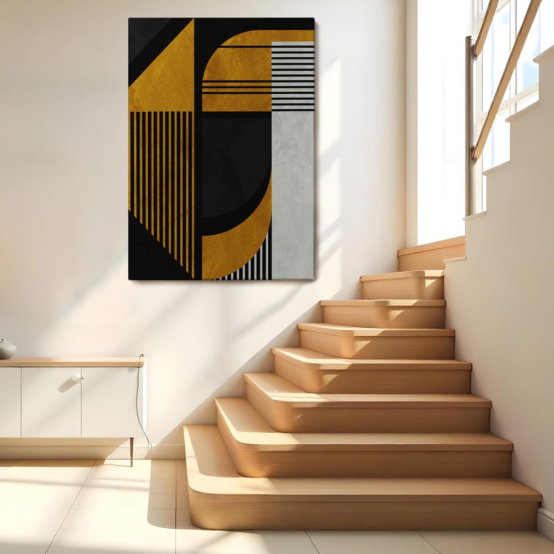 Geometric Abstract Painting Large Wall Art Bohemian Modern Wall Decor Boho Wall Art Housewarming Gifts Boho Print - Image 2