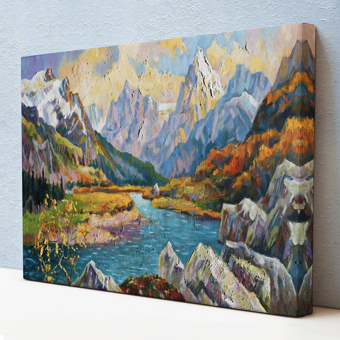 Caucasus Mountains View Oil Painting Style Decorative Wall Art Nature Wall Decor Nature Print Nature Decor