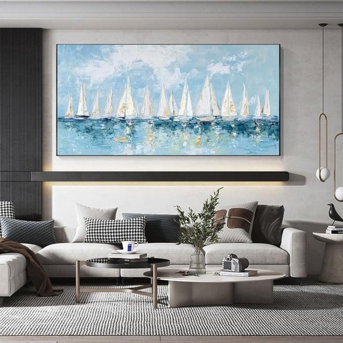 Abstract Ocean Sailboat, Modern Minimalist Art Print - Image 6