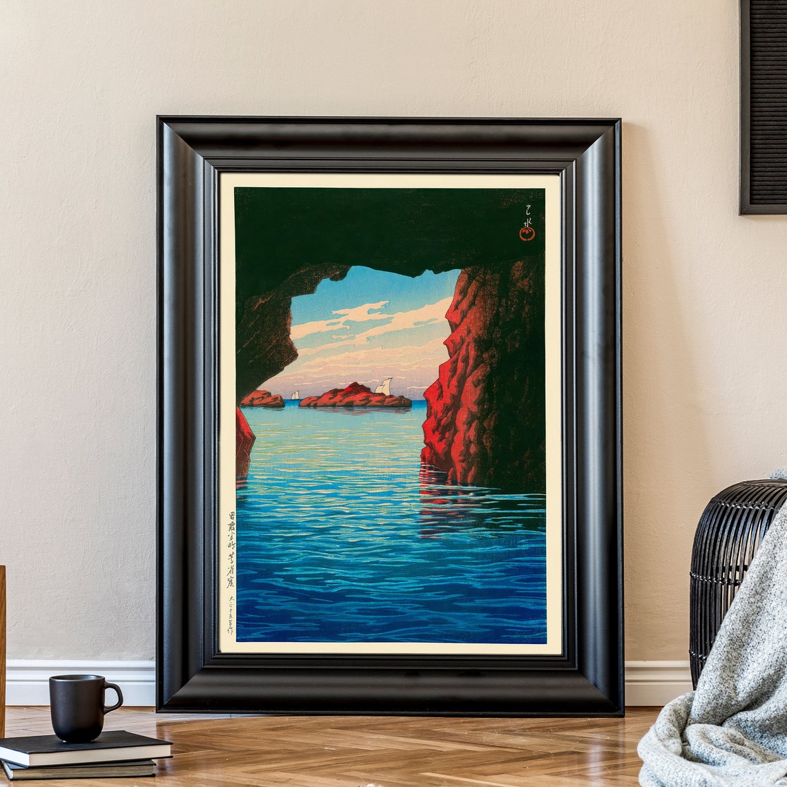 Kawase Hasui Kojaku Cavern Sea Cave Japanese Woodblock Art Poster - Image 2