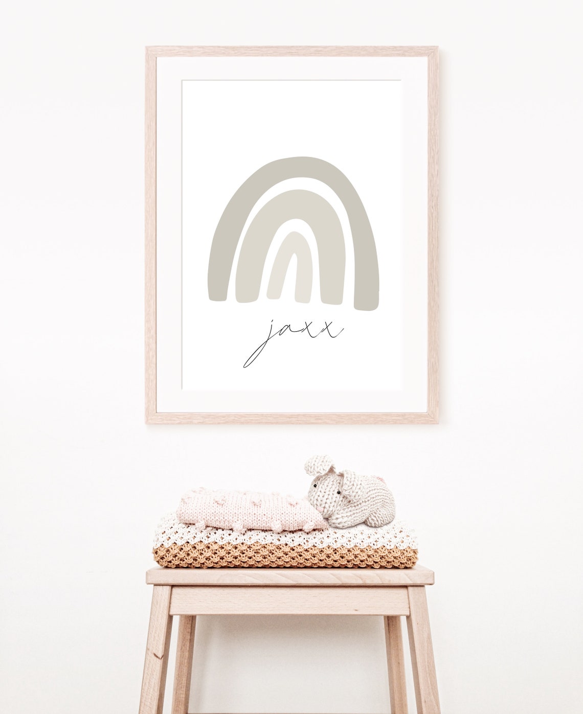 Boho Rainbow Custom Name Poster Neutral Arches Olivia Nursery Art - Image 3