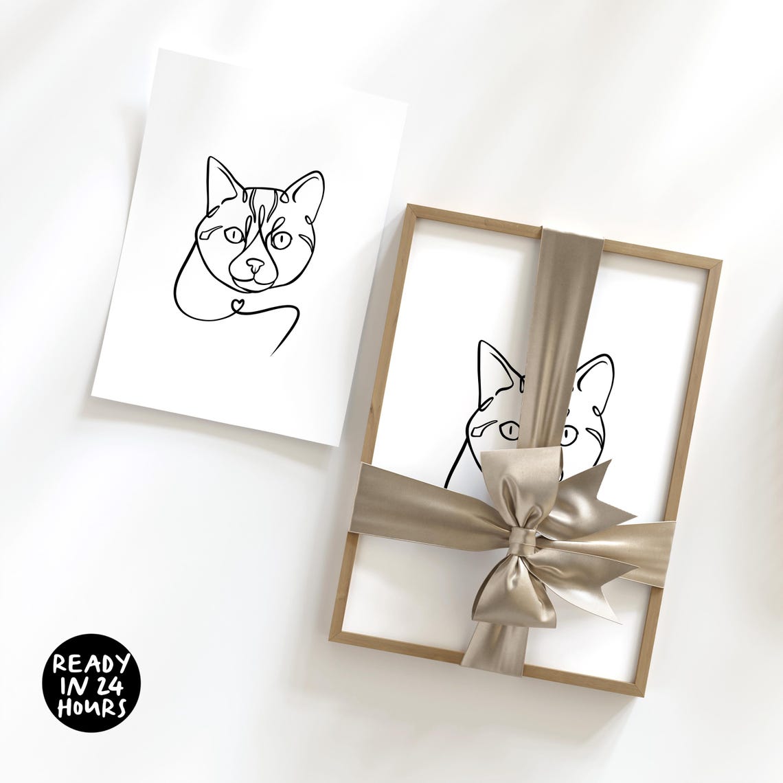 Continuous One Line Cat Face Drawing Minimalist Modern Art Poster - Image 2