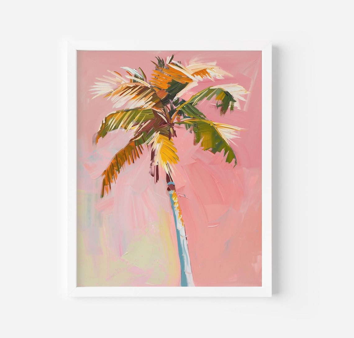 Soft Pink Palm Tree Botanical Art Print, Nursery Decor