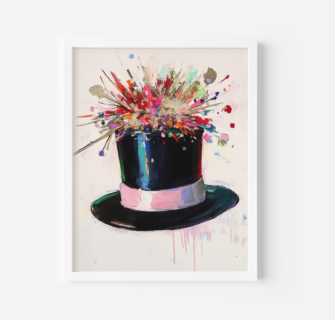 Party Top Hat New Year Confetti Explosion Celebration Art Poster
