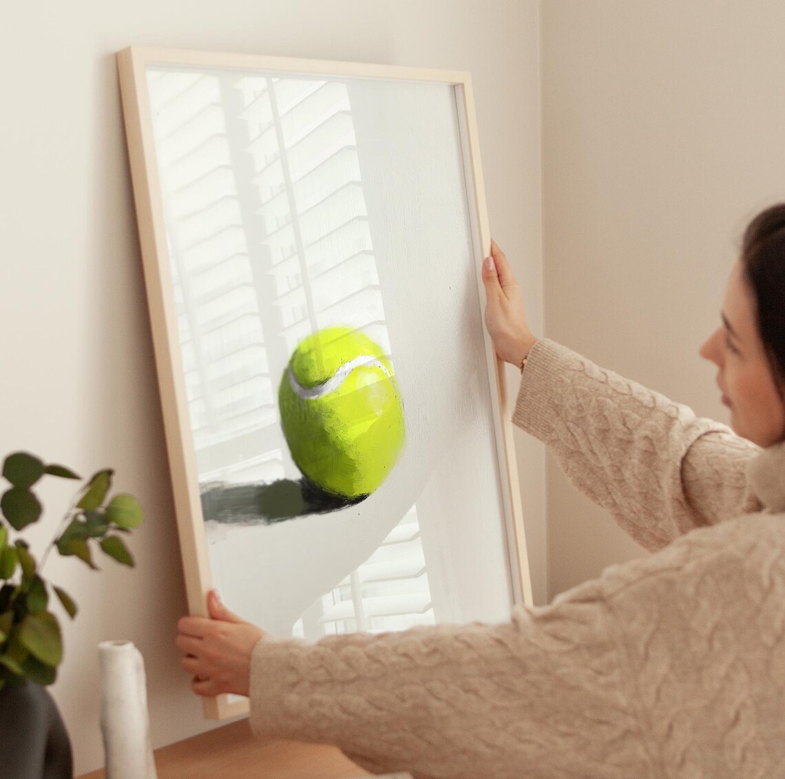 Tennis Ball Minimalist Acrylic Art Print - Image 3