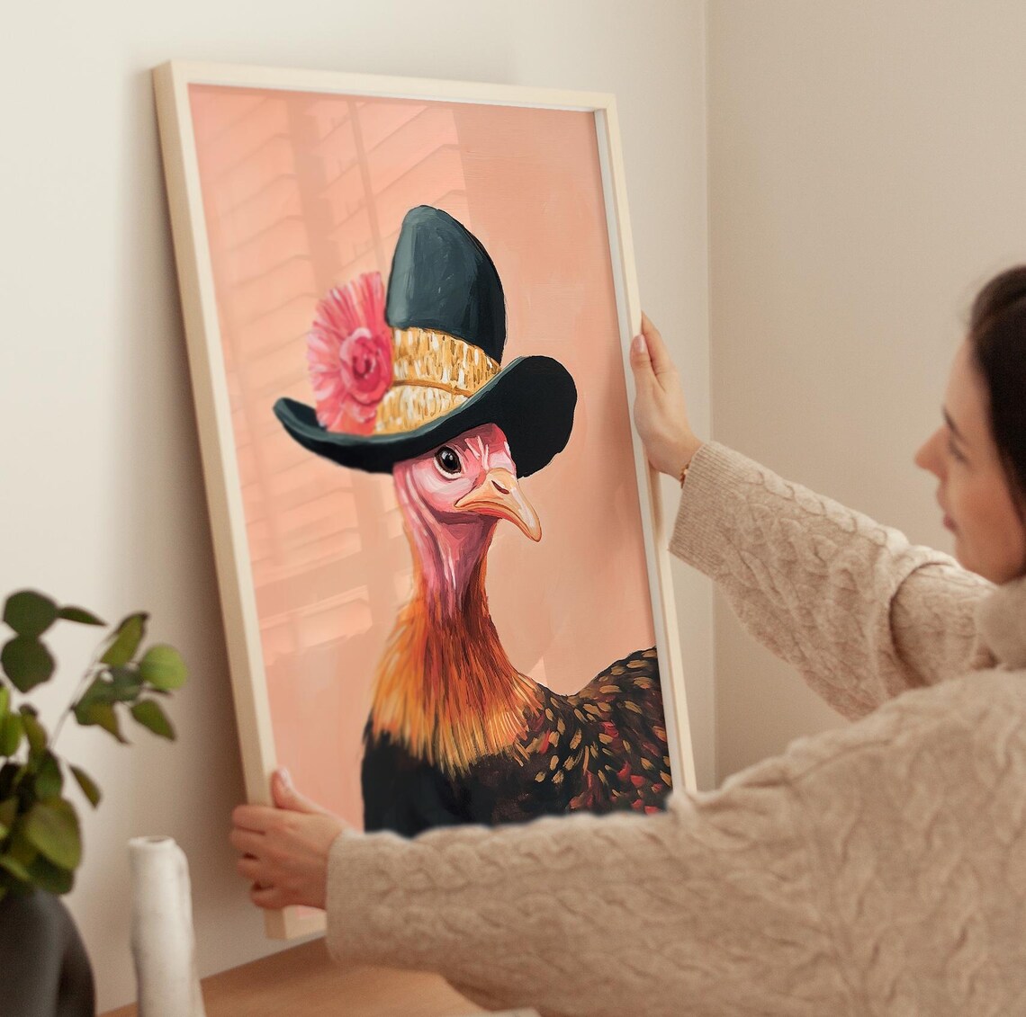 Thanksgiving Turkey Pink Farmhouse Art Print - Image 3