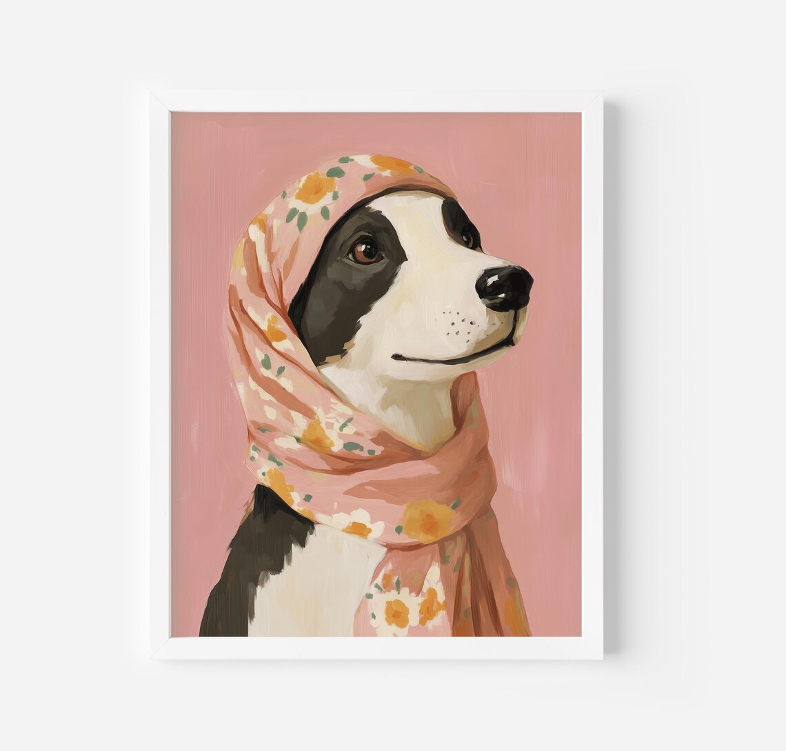 Babushka Dog Art Print, Trendy Nursery Decor