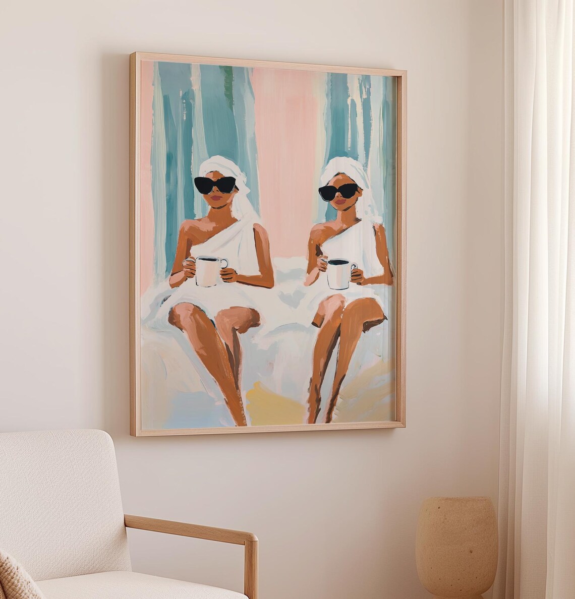 Women Art Prints Girl Magic Art Bathroom Decor Trendy Selfcare Art Girls In Robes Friendship Art Abstract Wall Art Modern Female Art - Image 2