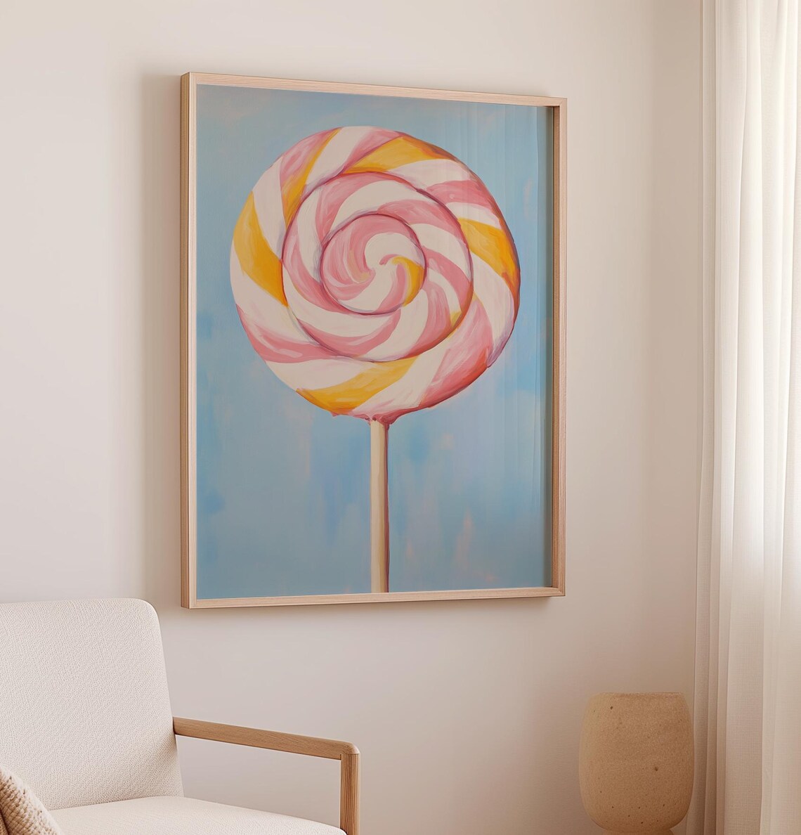 Giant Swirl Lollipop Pink And Yellow Candy Pop Art Kids Poster - Image 2