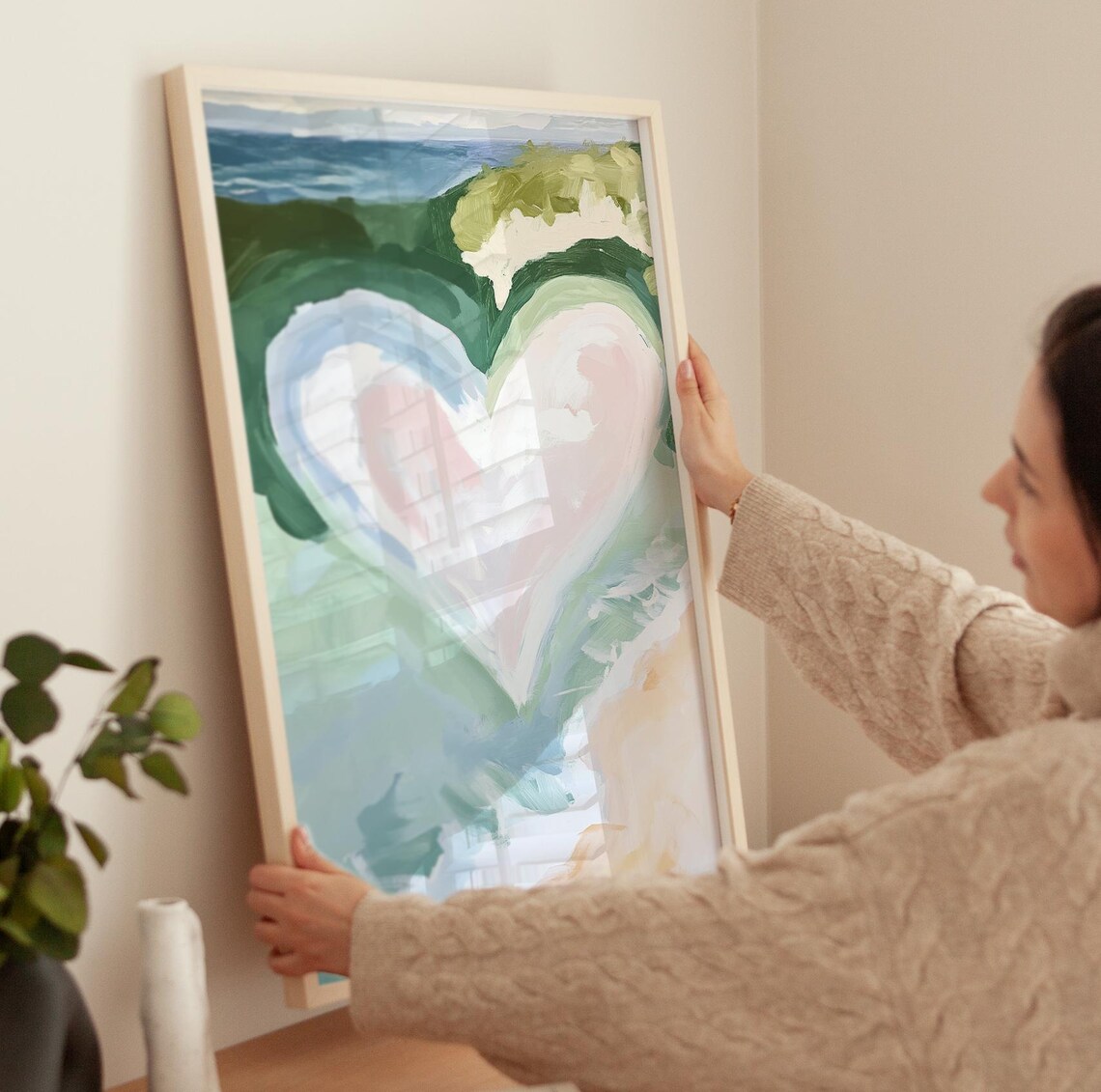 Heart-Shaped Beach Art Print, Tropical Coastal Island - Image 4