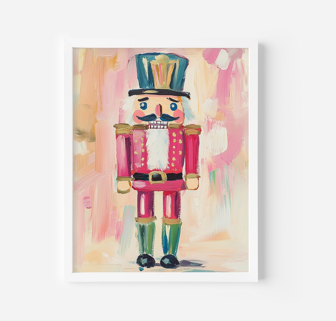 Vintage Nutcracker Christmas Art Print, Seasonal Decor