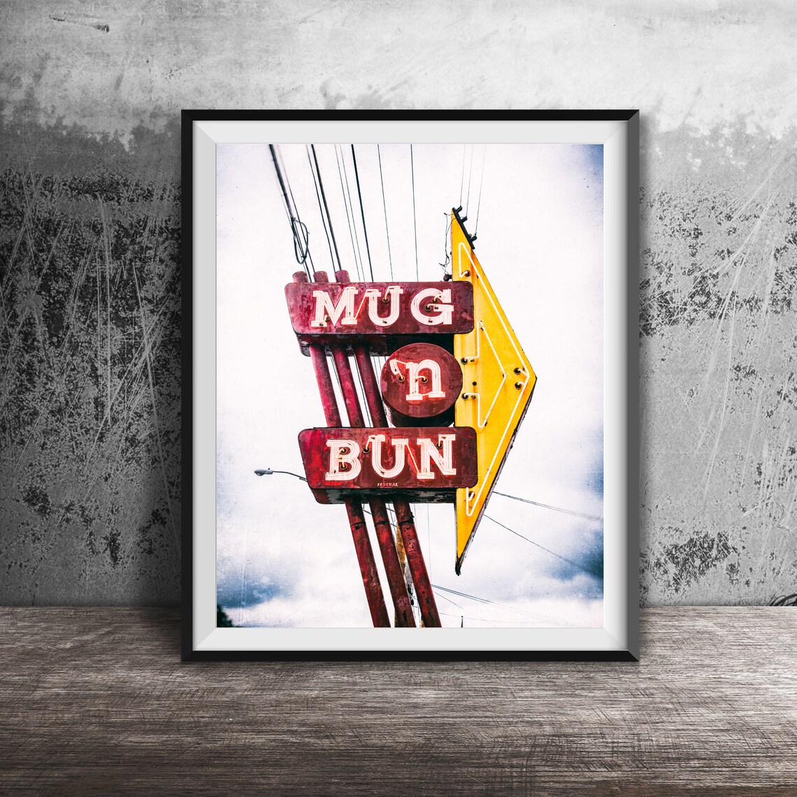 Mug N Bun Indianapolis Neon Sign, Kitchen Art Print