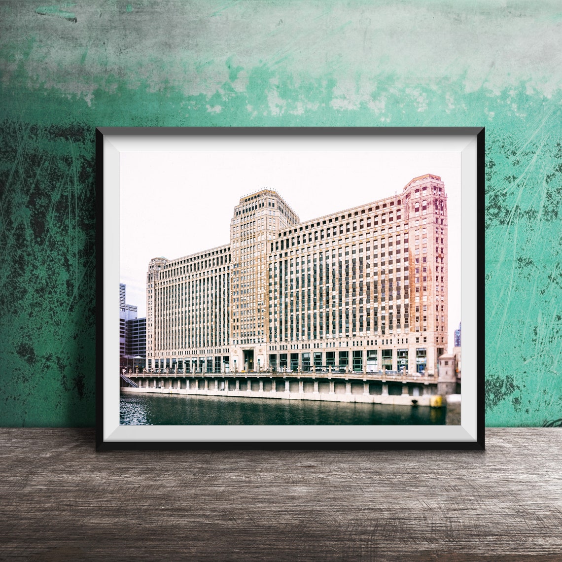 Chicago Merchandise Mart Building on the River Photography Poster