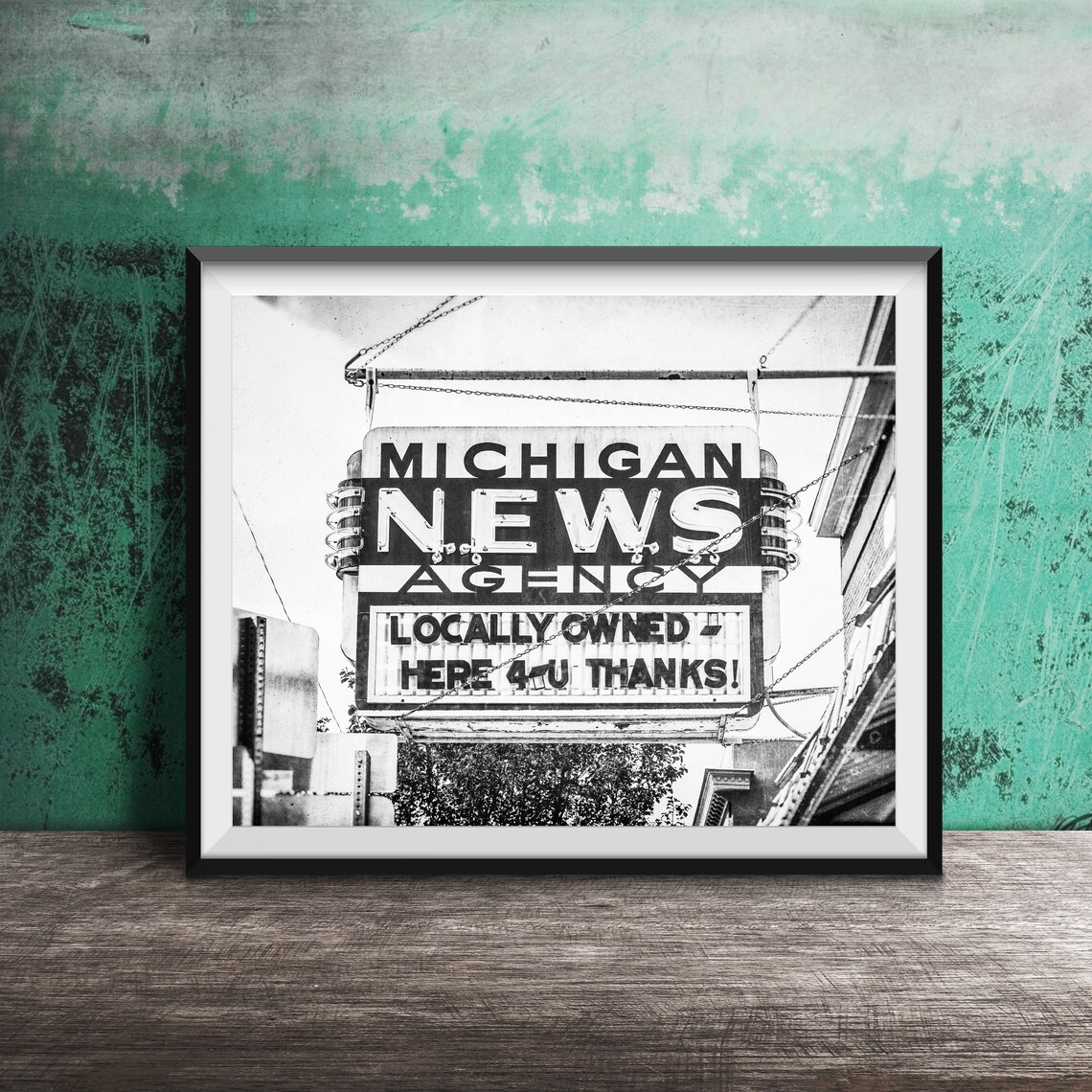 Michigan News Agency Vintage Blade Sign Locally Owned Poster - Image 2