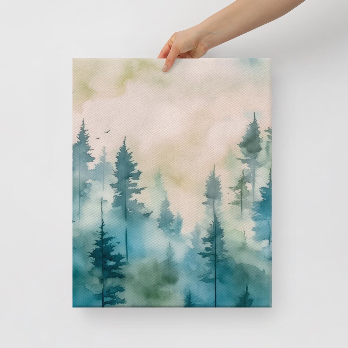 Pine Tree Forest Wall Art Print Misty Forest Print Scandinavian Wall Art Rustic Watercolor Art Peaceful Calming Wall Decor