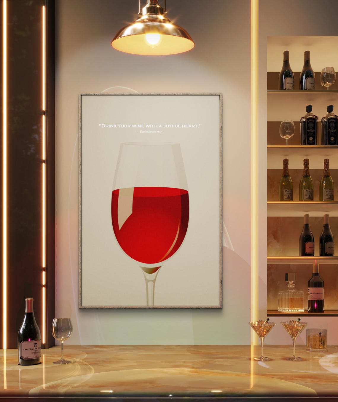 Heartwarming Bible Verse Wine Art Modern Wall Decor For Wine Lovers Faith Inspired Homes Minimalist Winery Dining And Bar Decor - Image 3