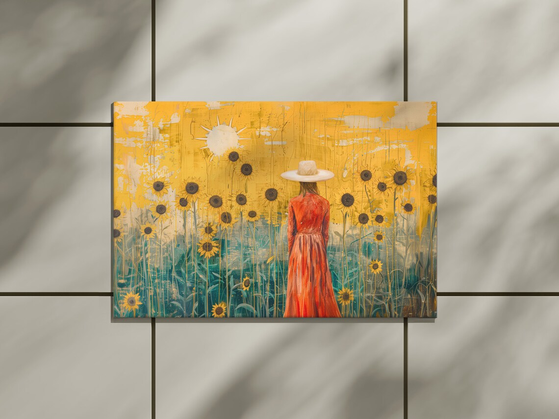 Sunflower Field Rustic Southwestern Art Print - Image 3