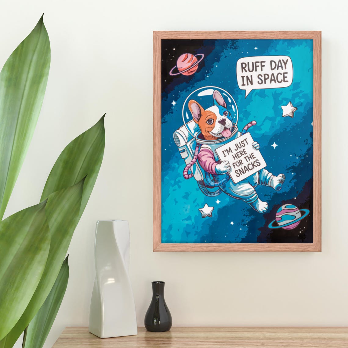 Ruff Day in Space Astronaut Dog Snacks Funny Pet Cosmic Wall Poster - Image 2