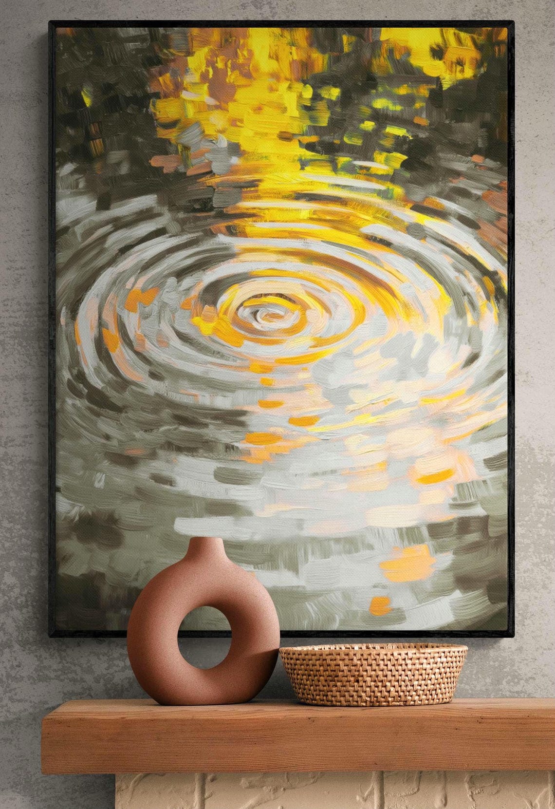 Golden Sun Reflection Rippling Water Abstract Calm Wall Art Poster - Image 4