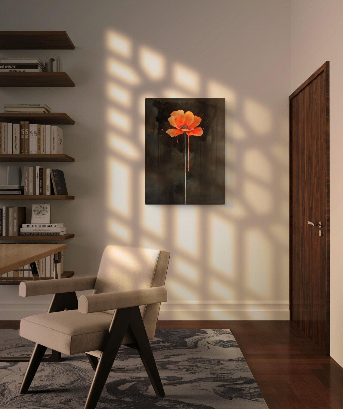 Orange Poppy Flower Minimalist Botanical Art Print - Image 4