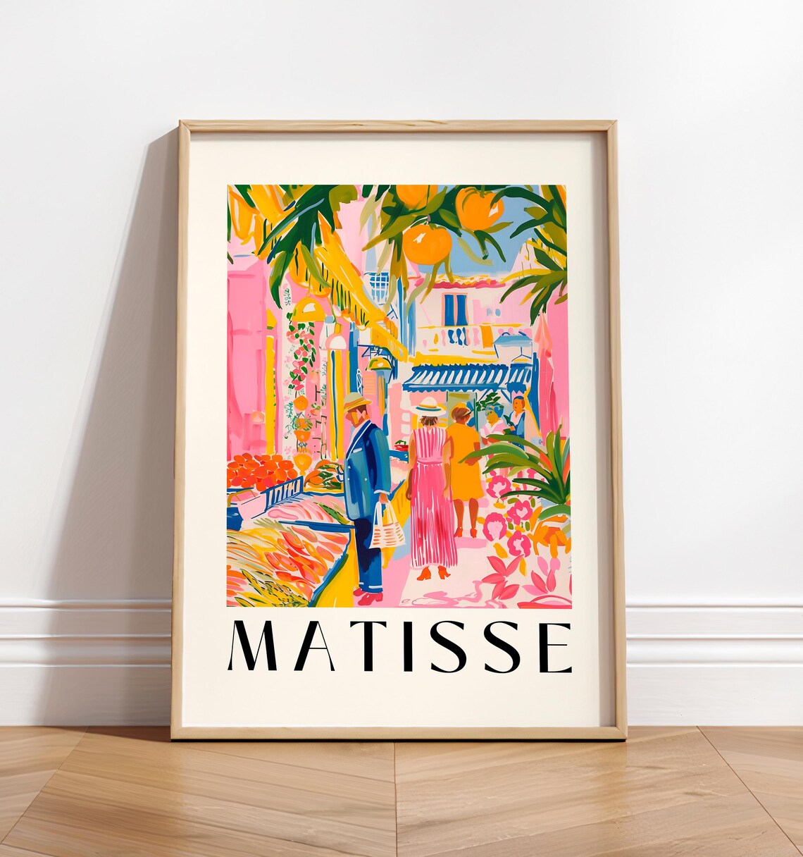 Matisse Style Colorful Market Street Scene Orange Vendor Art Poster