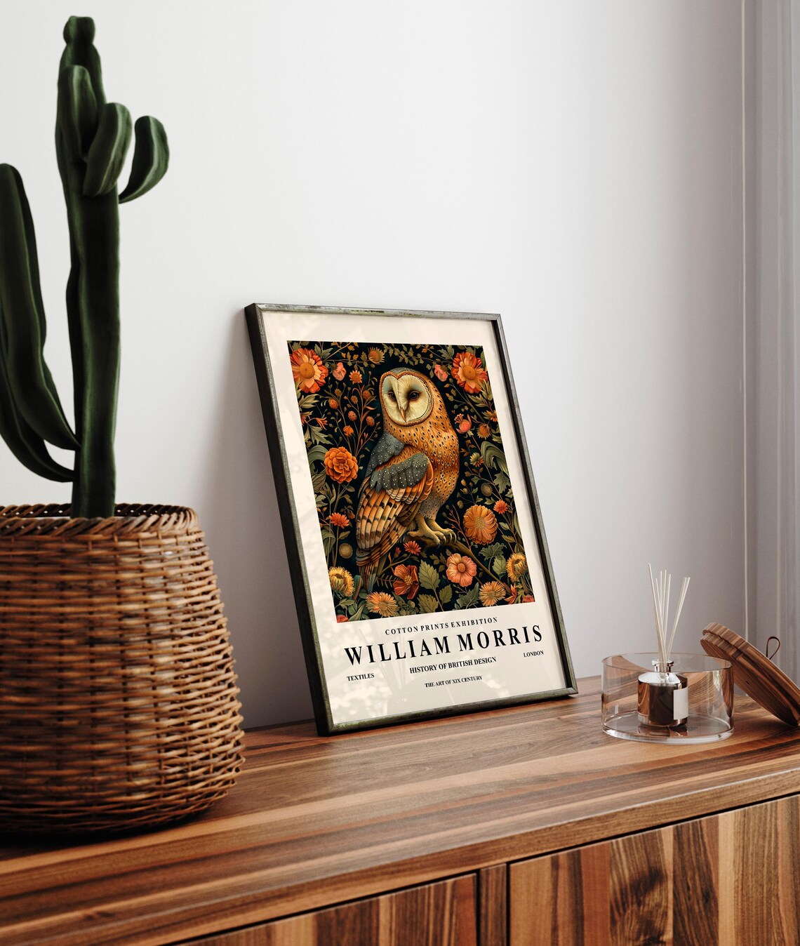 William Morris Style Owl Floral Exhibition Botanical Wall Art - Image 4