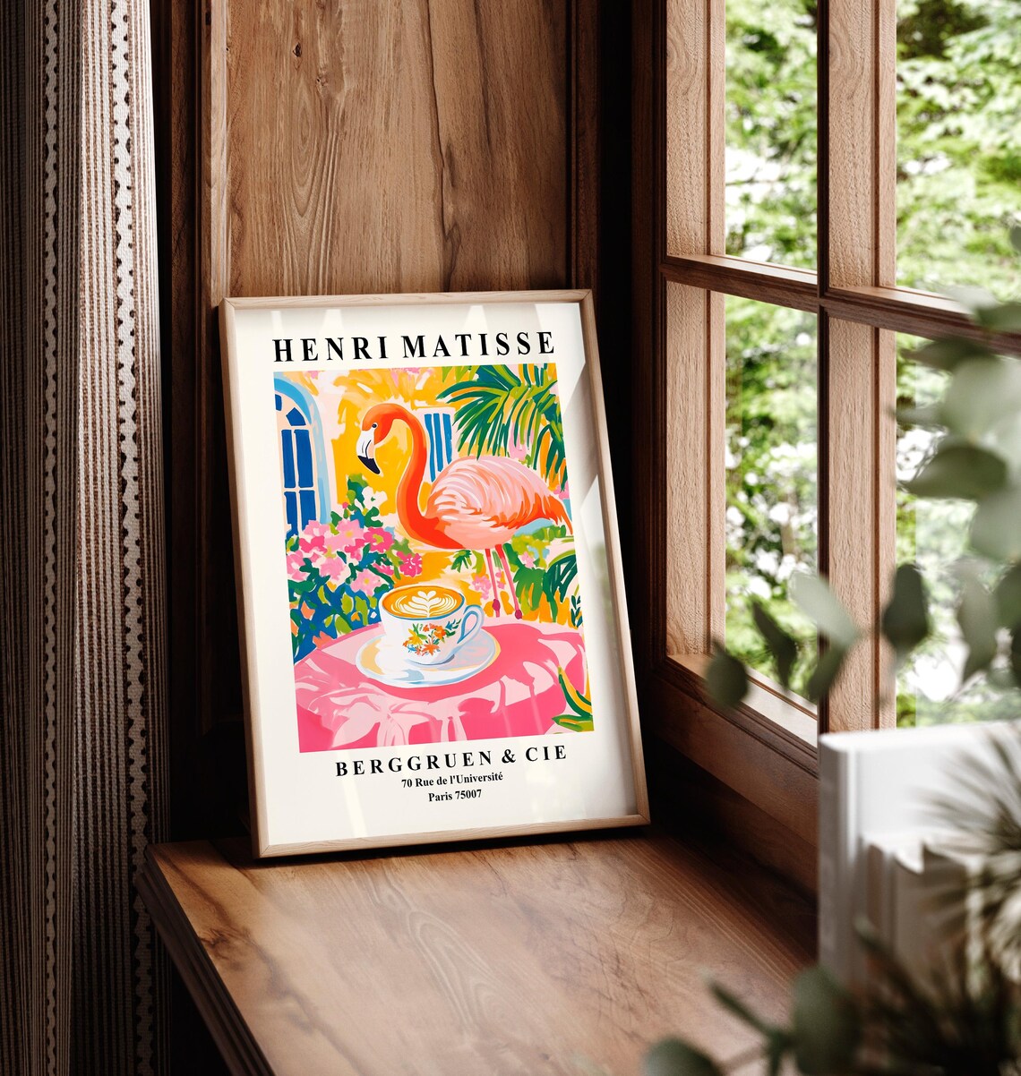 Henri Matisse Style Flamingo Latte Cup Pink Tropical Berggruen Poster - Image 5