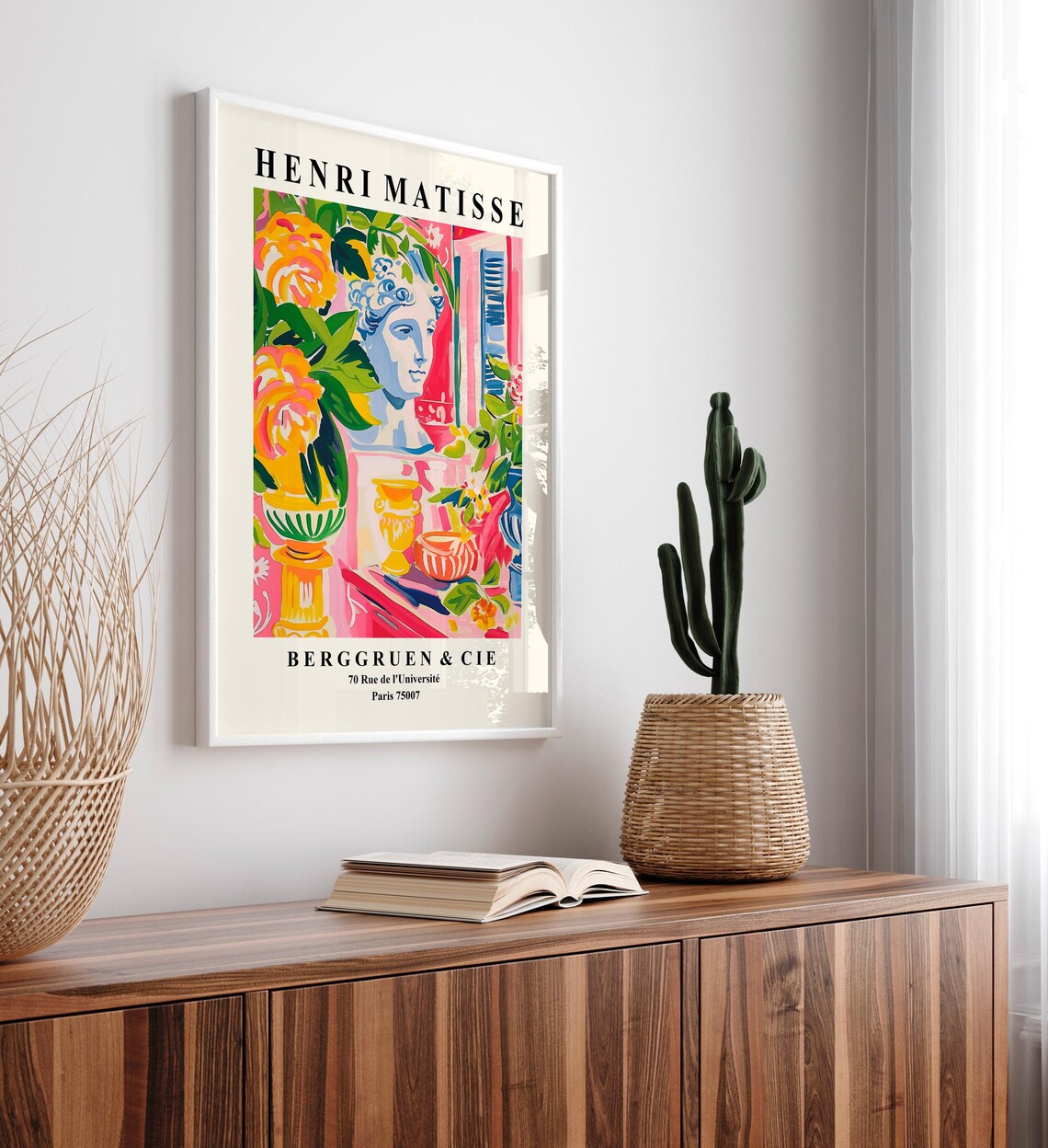 Henri Matisse Style Greek Statue Bust with Roses Still Life Art Poster - Image 4