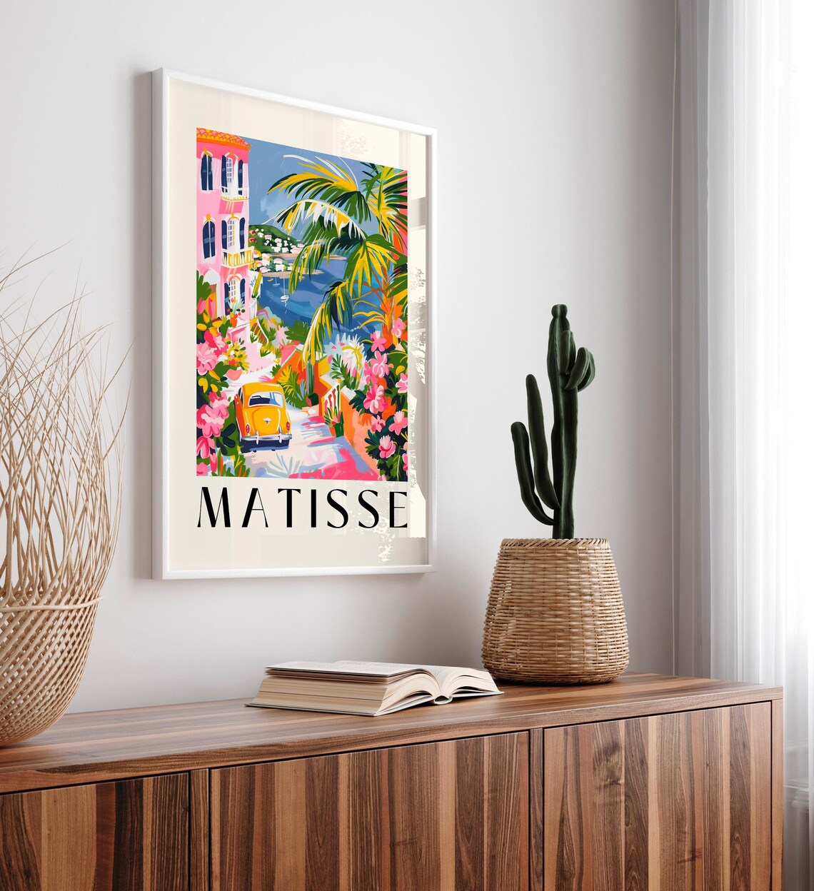 Matisse Style Pink Villa Yellow Car Coastal Road Summer Art Poster - Image 5