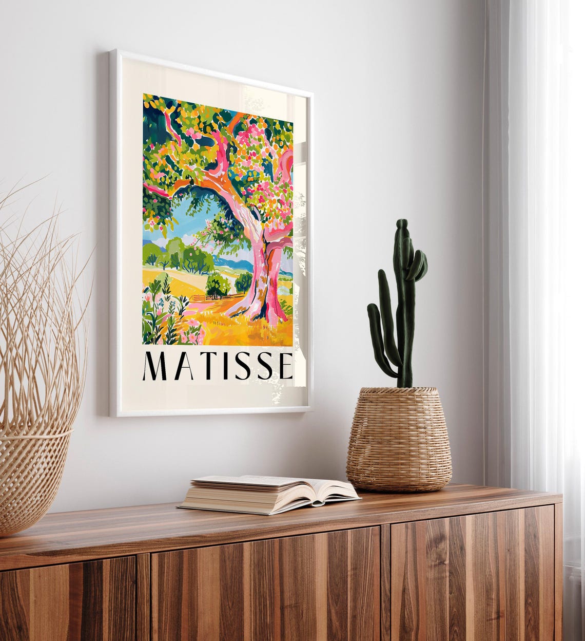 Matisse Style Colorful Blossom Tree Sunny Meadow Landscape Poster - Image 5