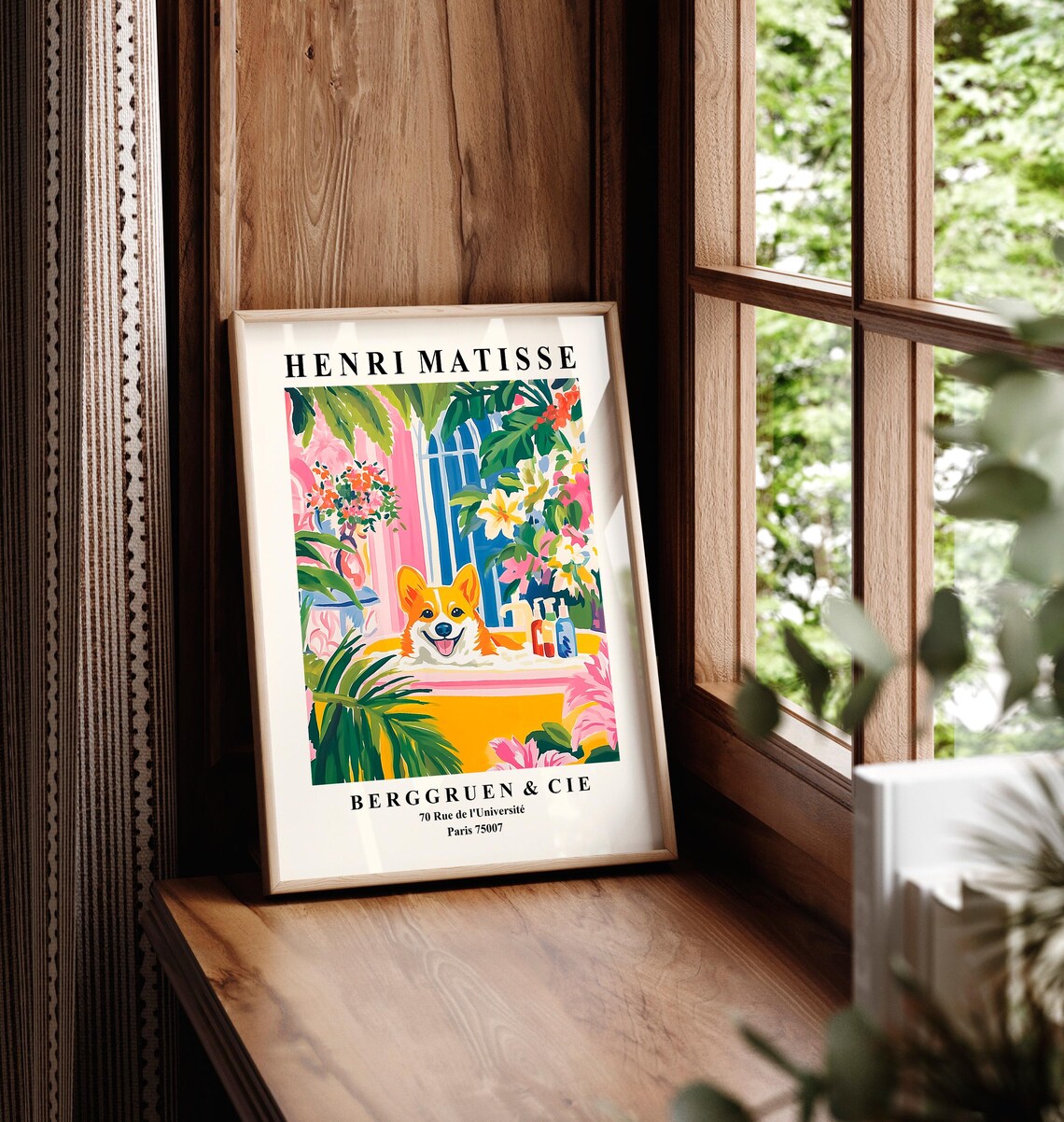 Corgi Art Print, Matisse-Inspired Funny Bathtub - Image 6