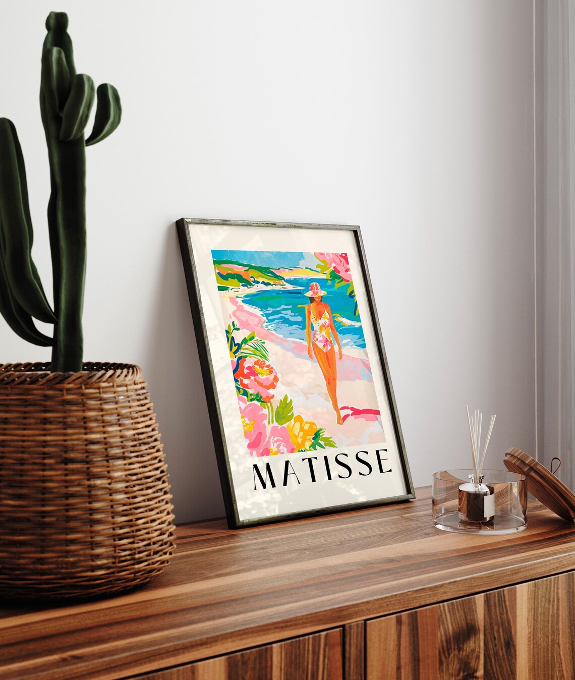 Matisse Style Woman on the Beach Floral Swimsuit Summer Art Poster - Image 4