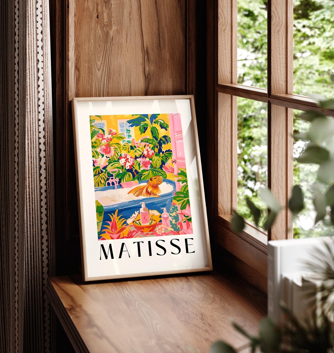 Capybara In Bathtub Art Print, Matisse-Inspired - Image 6