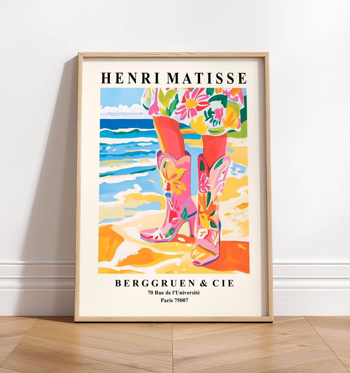 Pink Coastal Cowgirl Art Print, Boho Beach Decor