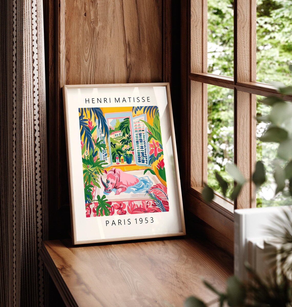 Rhino In Bathtub, Matisse-Inspired Bathroom Art Print - Image 6