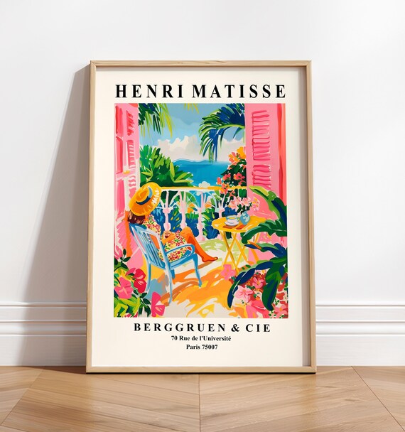 Matisse Wall Art Coastal Cowgirl Print Woman On A Balcony Print Pink Dopamine Decor