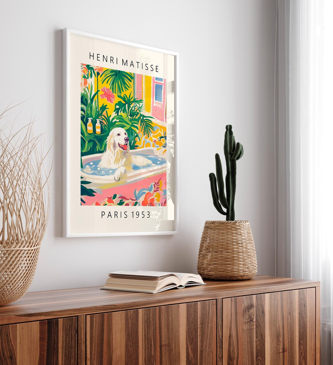Great Pyrenees in Bathtub, Matisse-Inspired Poster - Image 4