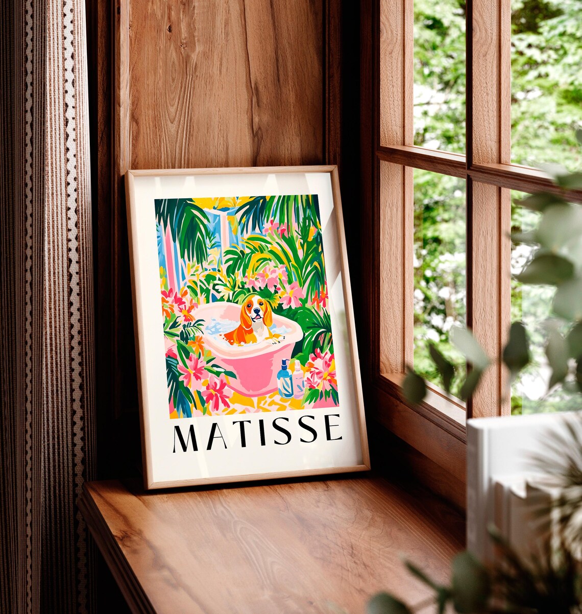 Beagle Funny Bathroom Wall Art, Matisse-Inspired Print - Image 4