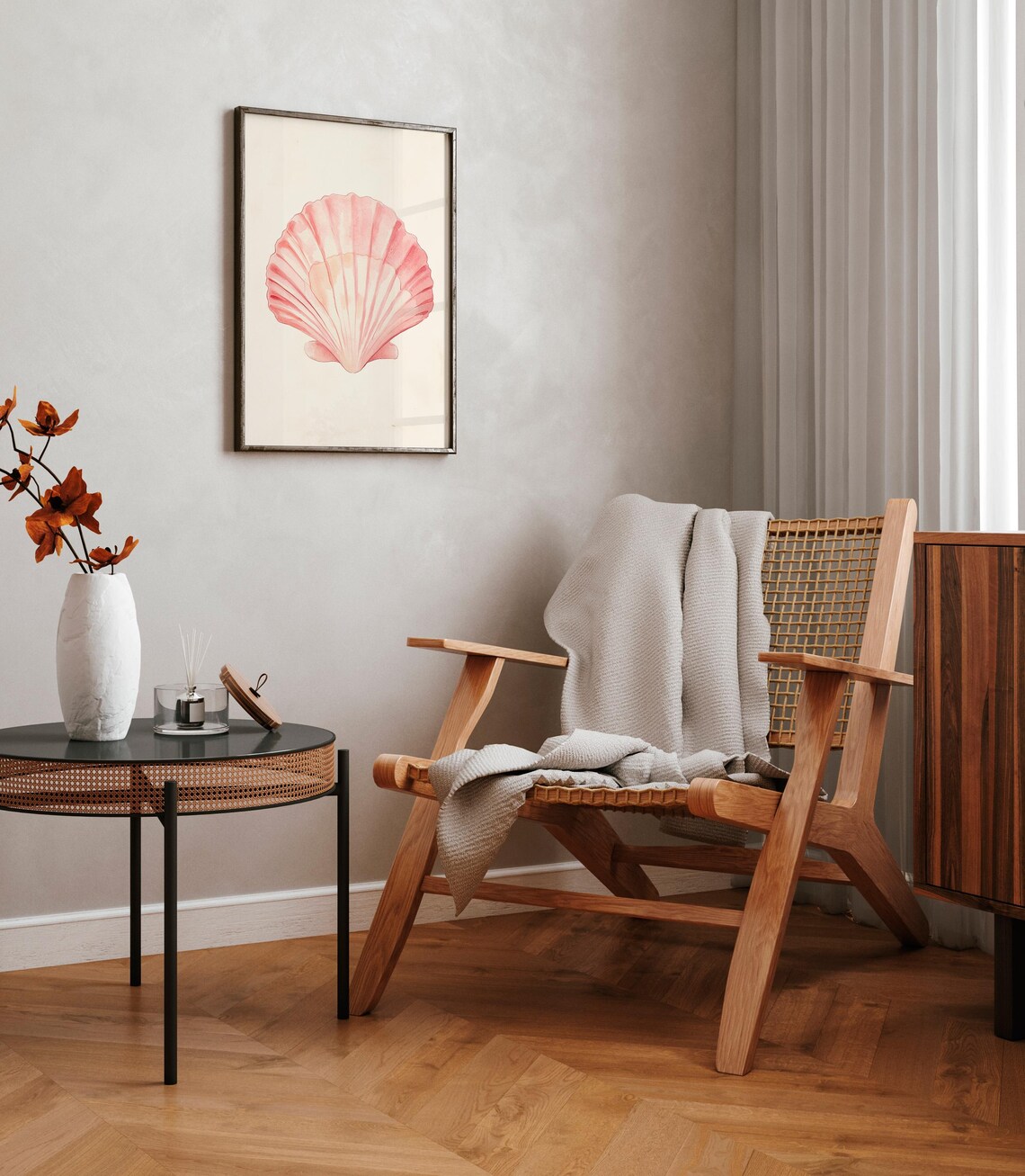 Soft Pink Seashell Poster, Beachy Coastal Decor - Image 2