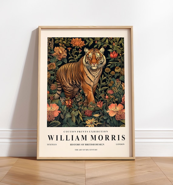 Tiger William Morris Print, Mid-Century Botanical Poster