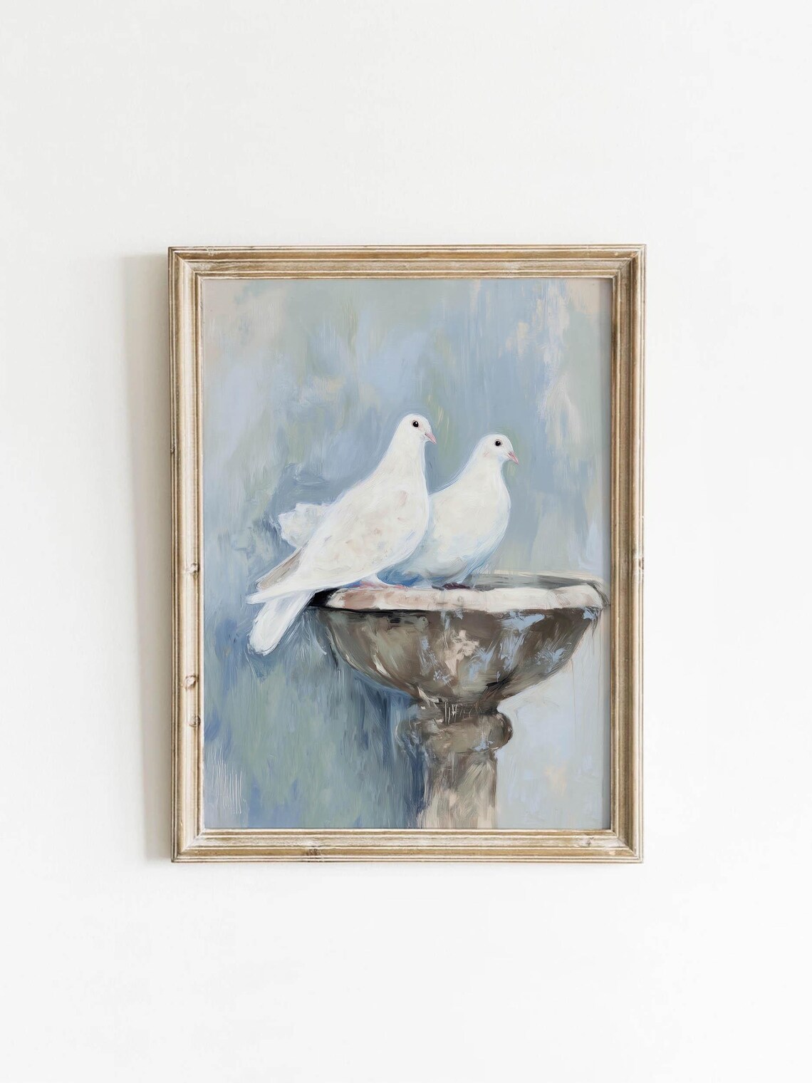 White Dove Painting, Vintage Cottagecore Art Print